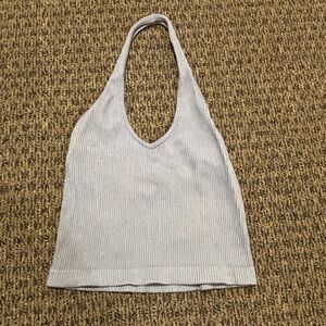Blue Ribbed Halter Top